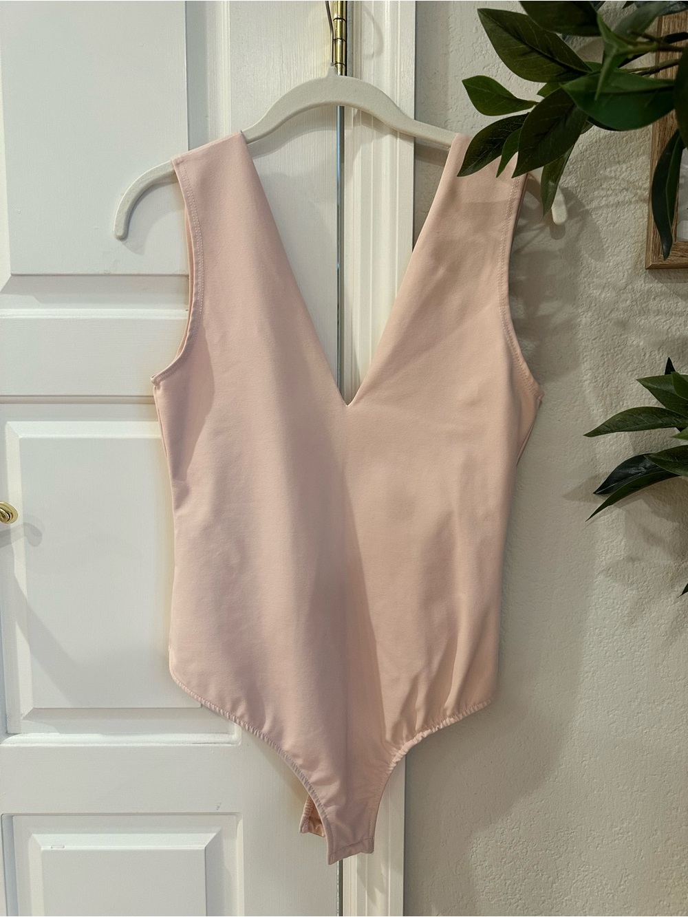 Free People Pale Pink V-Neck Bodysuit